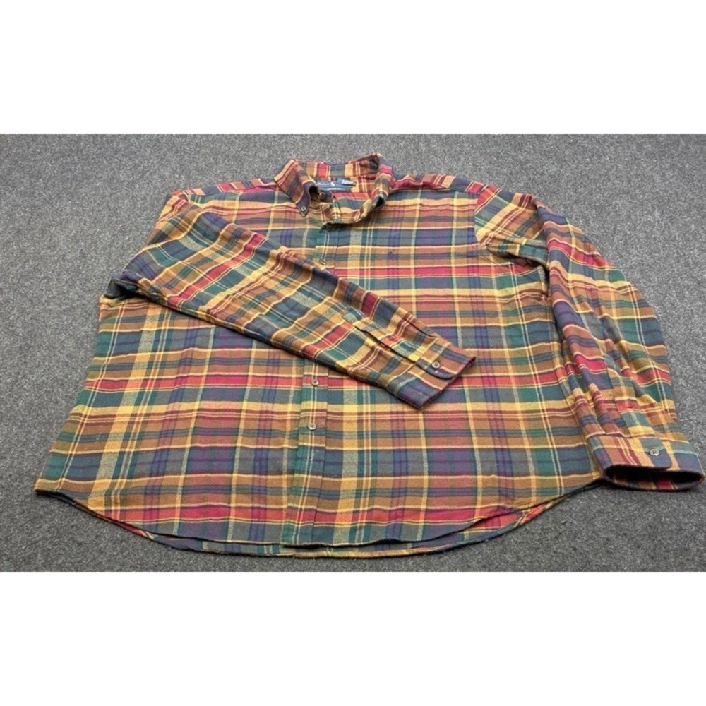 Ralph Lauren Button Down Shirt Mens XXL Multicolor Plaid Custom Fit Flannel